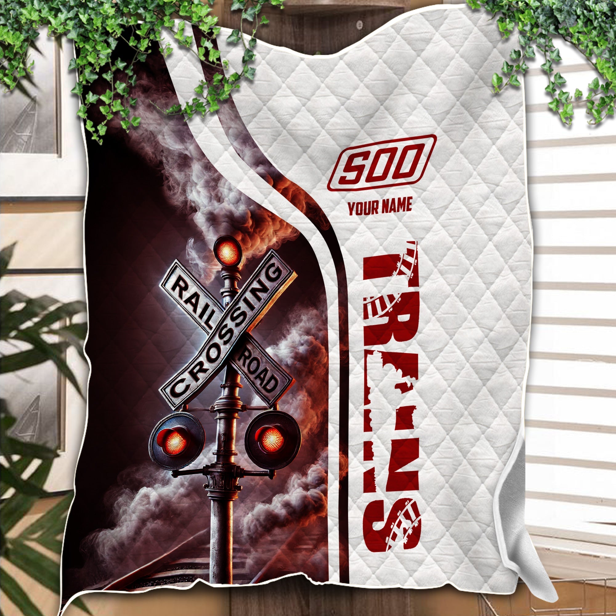 Railspirit Personalized Soo Line Railroad Premium Quilts Railroad Crossing Sign Quilts All Over Print