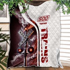 Railspirit Personalized Soo Line Railroad Premium Quilts Railroad Crossing Sign Quilts All Over Print