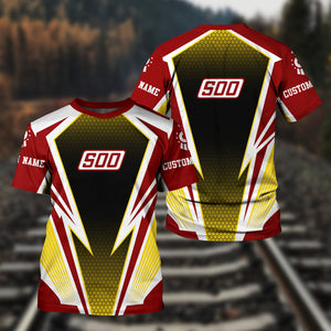 Railspirit Personalized Soo Line Railroad T-Shirt Lightning Graphic Style Shirt Gift Idea For Train Lover