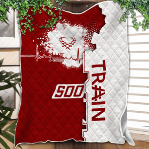 Railspirit Soo Line Railroad Premium Quilts Engine Heartbeat and Track Love Style Quilts Gift Idea For Train Lovers