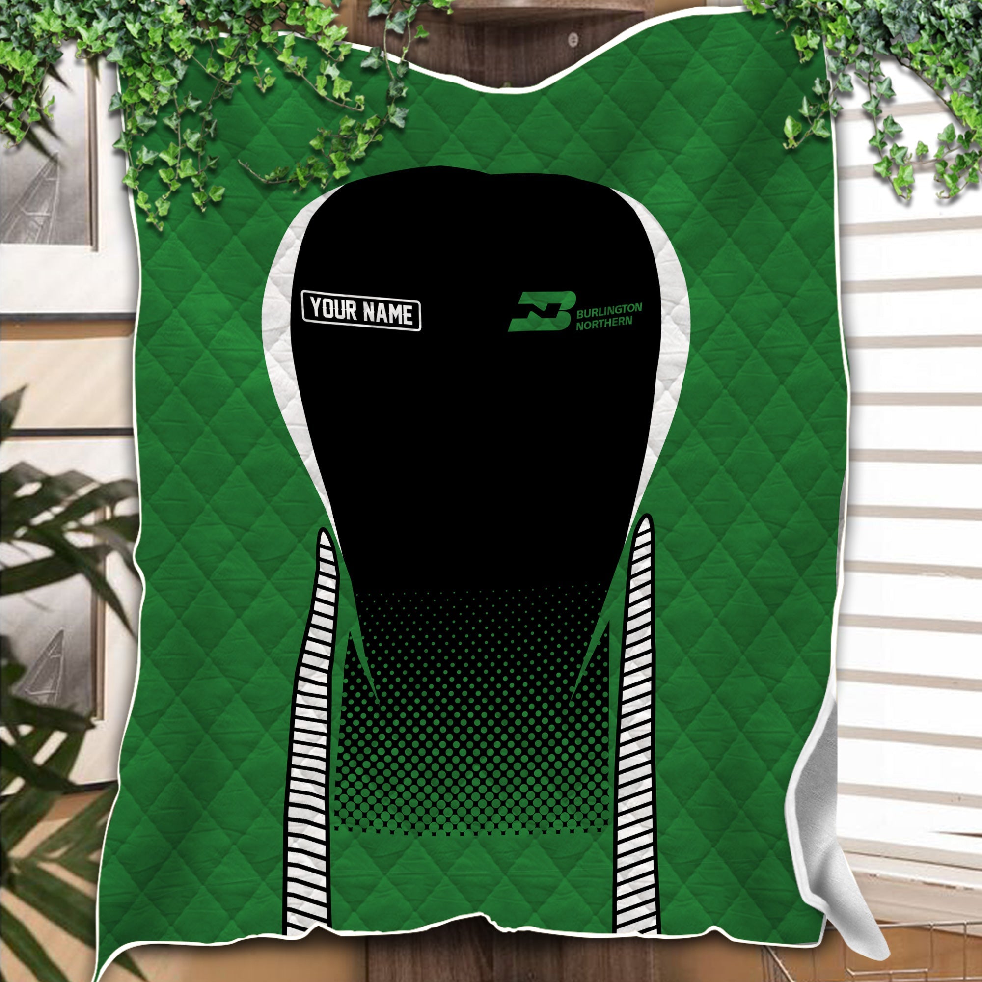 Railspirit Personalized Burlington Northern Railroad Premium Quilts Train Premium Quilts Gift Idea For Train Lover