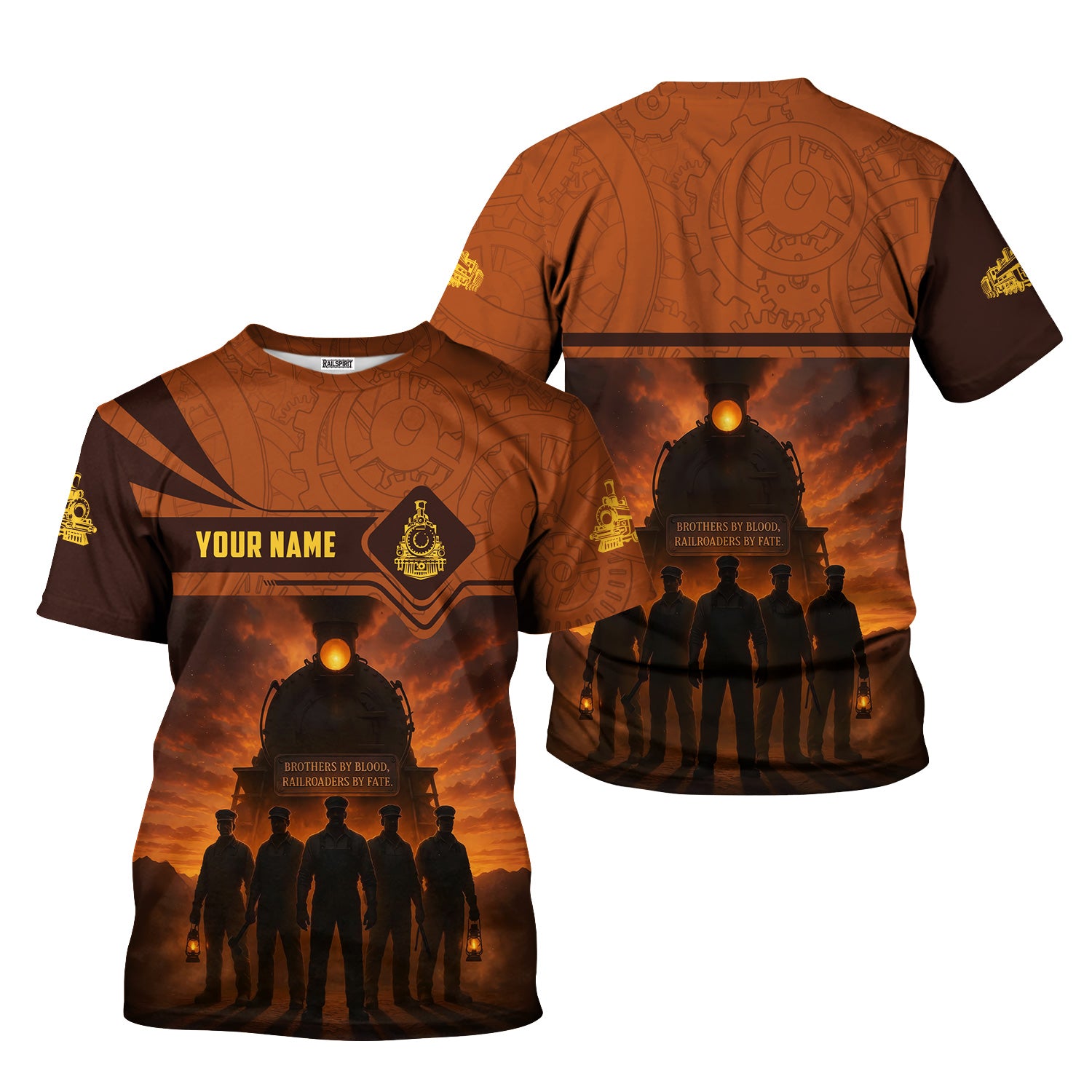 Custom Name Steam Train T-shirt, Brothers By Blood Railroaders By Fate, Train Lover Gift