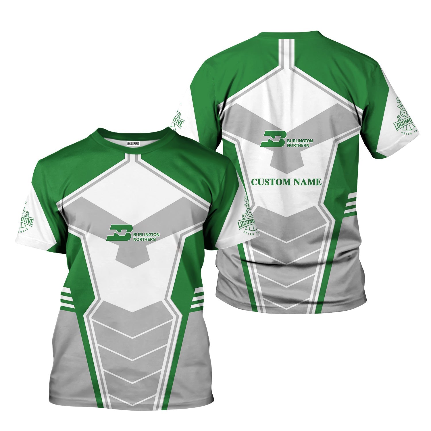 Railspirit Personalized Burlington Northern Railroad T-Shirt Engine-Inspired Style Train Shirt for Railroad Fanatic