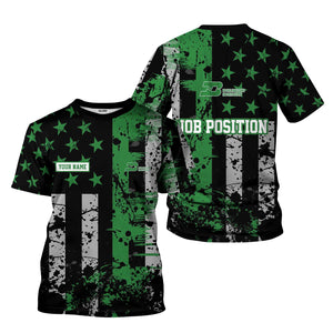 Railspirit Personalized Burlington Northern Railroad T-Shirt Artistic Paint American Flag Style Train Shirt