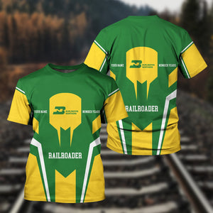 Railspirit Personalized Burlington Northern Railroad T-Shirt Custom Year Railroader Shirt Gift Idea For Train Lover