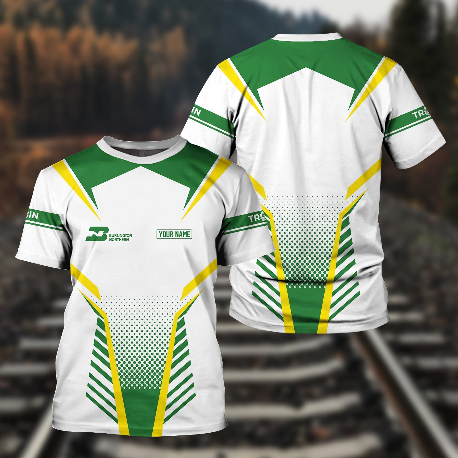 Railspirit Personalized Burlington Northern Railroad T Shirt Unisex Train Shirt All Over Print