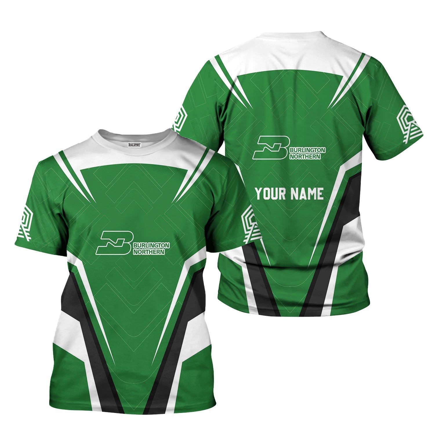 Railspirit Personalized Burlington Northern Railroad T-Shirt Railway Inspired Apparel Train Shirt for Train Lovers