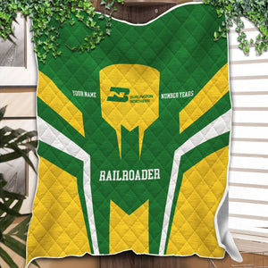 Railspirit Personalized Burlington Northern Railroad Premium Quilts Custom Year Railroader Gift Idea For Train Lover