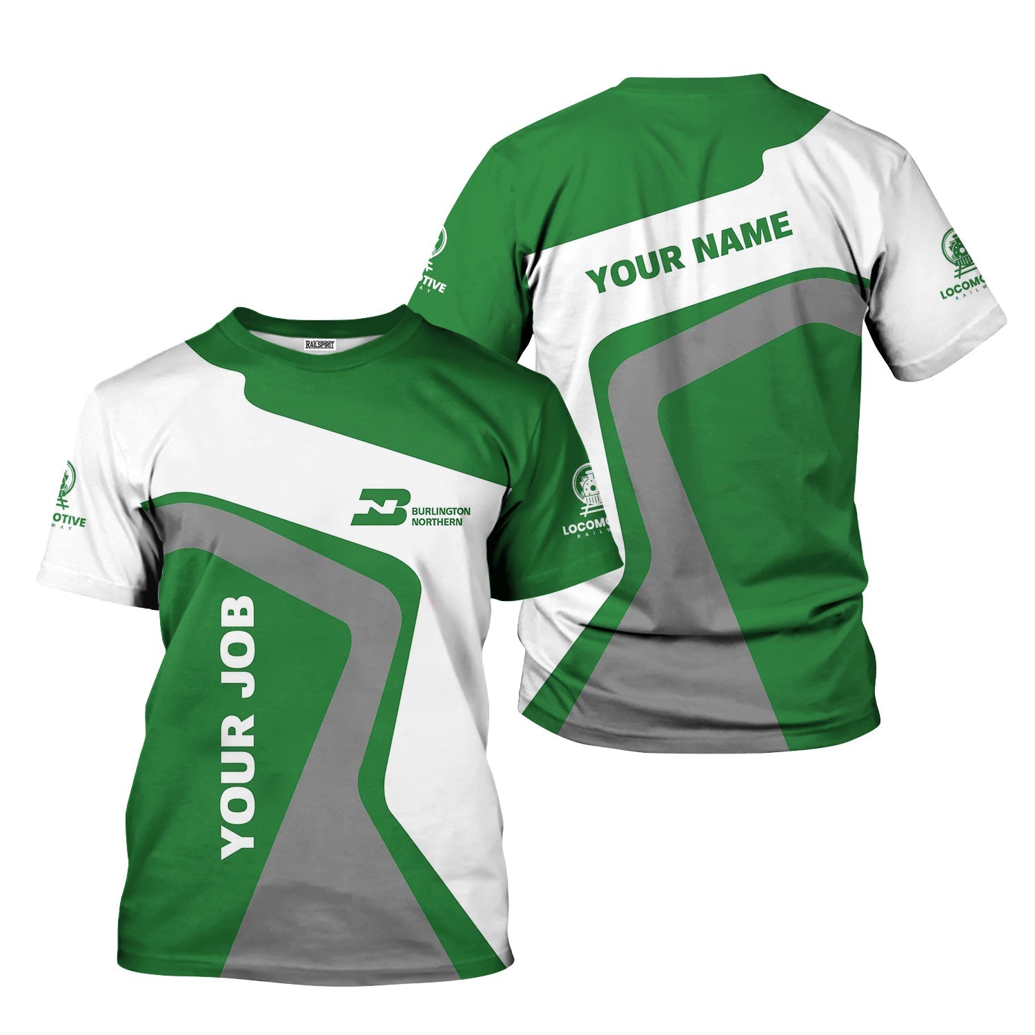 Railspirit Personalized Burlington Northern Railroad T-Shirt Unique Design with Custom Job Position Train Shirt