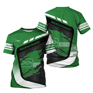 Railspirit Personalized Burlington Northern Railroad T-Shirt Ripped Texture Style Train Shirt For Railroad Fanatic
