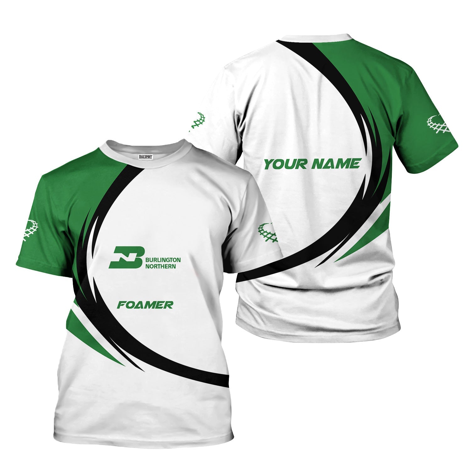 Railspirit Personalized Burlington Northern Railroad T-Shirt Unique Graphic Style Shirt For Train Enthusiasts