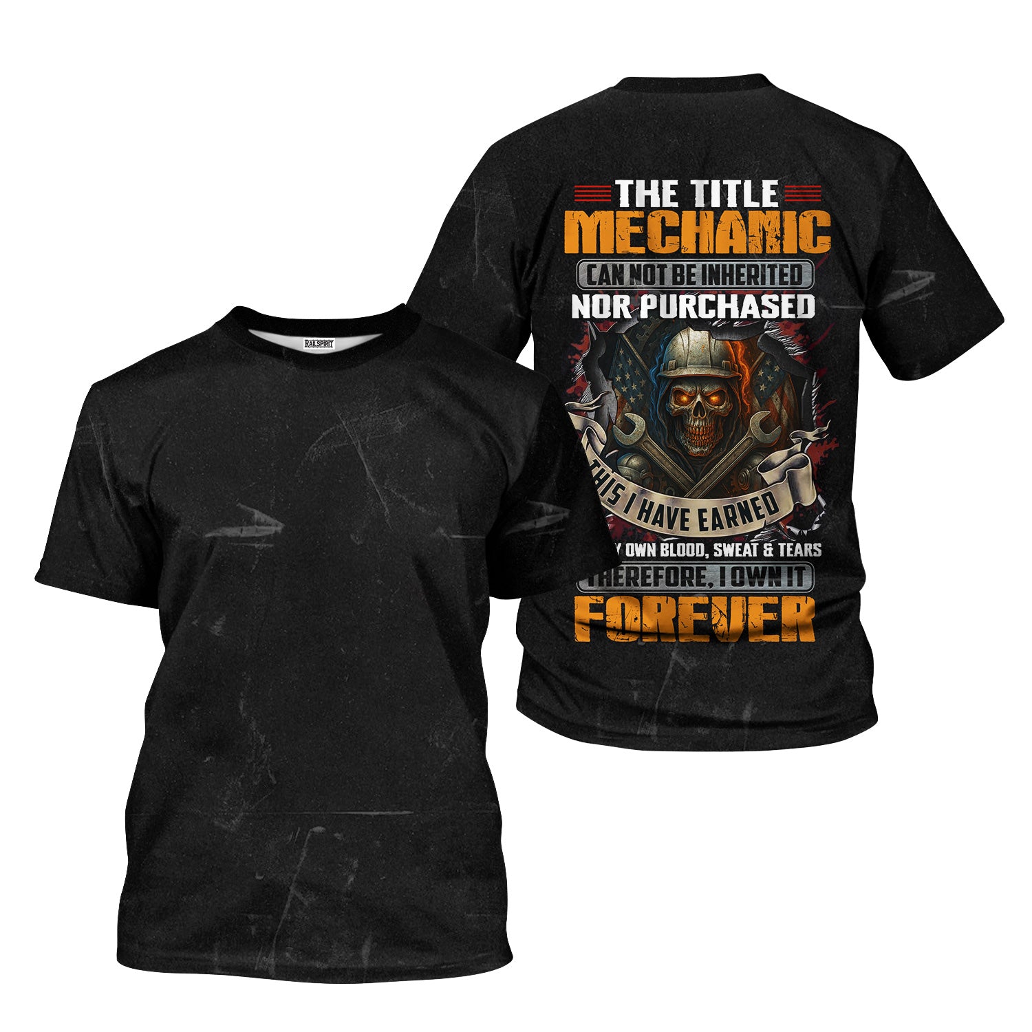 Mechanic Skull Shirt, The Title Mechanic Can Not Be Inherited Nor Purchased Shirt, T-Shirt for Mechanics, Gearheads & Auto Workers