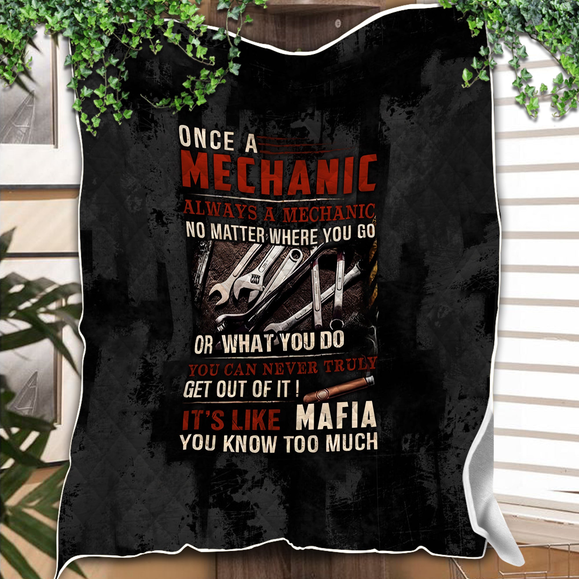Mechanic Blanket Funny Quote, Once A Mechanic Always A Mechanic, Gift for Mechanic Lovers, Work, Garage, Car Enthusiasts, Automotive Blanket Home Decor