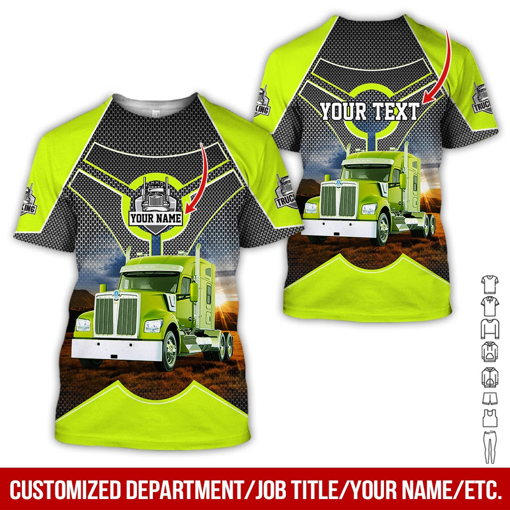 Customized Name Love Trucking Uniform Clothes, Personalized Trucker Apparel
