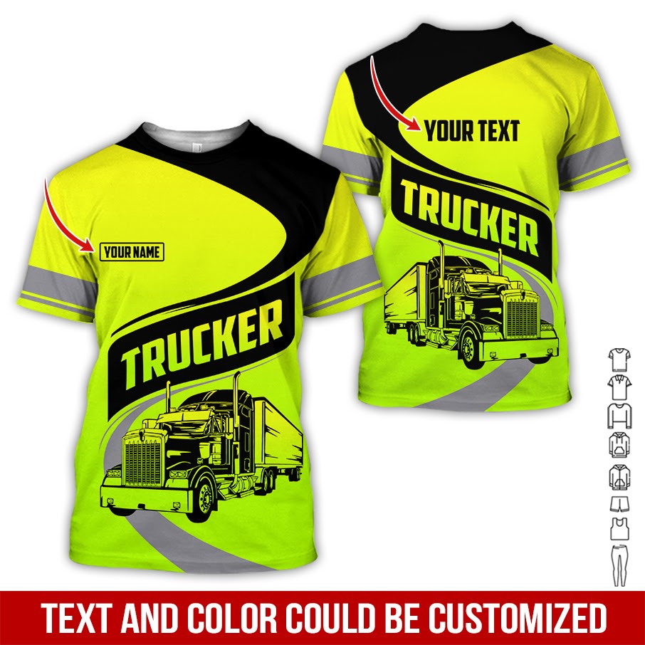 Custom Name and Love Tow Truck Printed Clothes, Personalized Trucker T-shirt