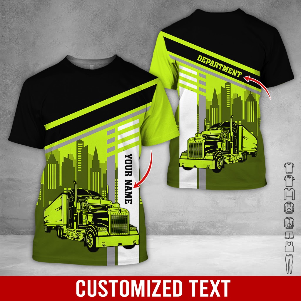 Customized Text Proud Trucker Printed Clothes, Personalized Apparel
