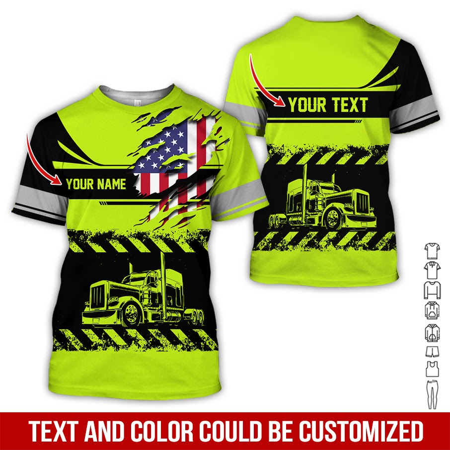Custom Name Trucker Uniform, 3D Full Color, Custom Shirt, 3D Printed Graphics for Truck Drivers