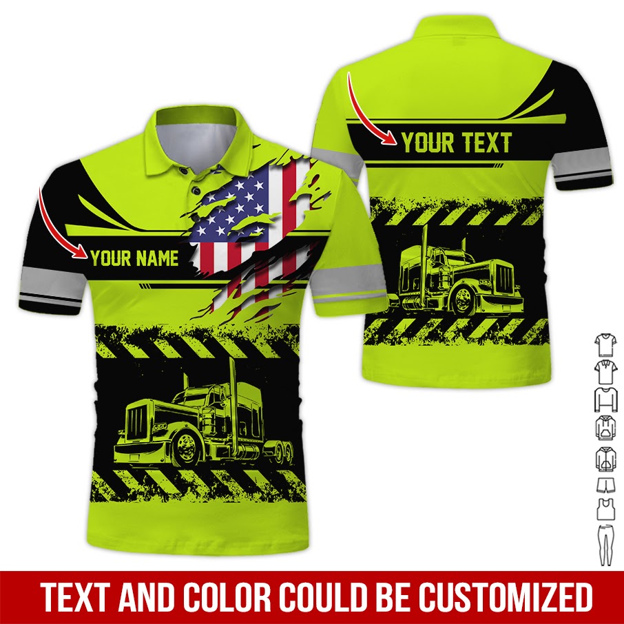 Custom Name Trucker Uniform, 3D Full Color, Custom Shirt, 3D Printed Graphics for Truck Drivers