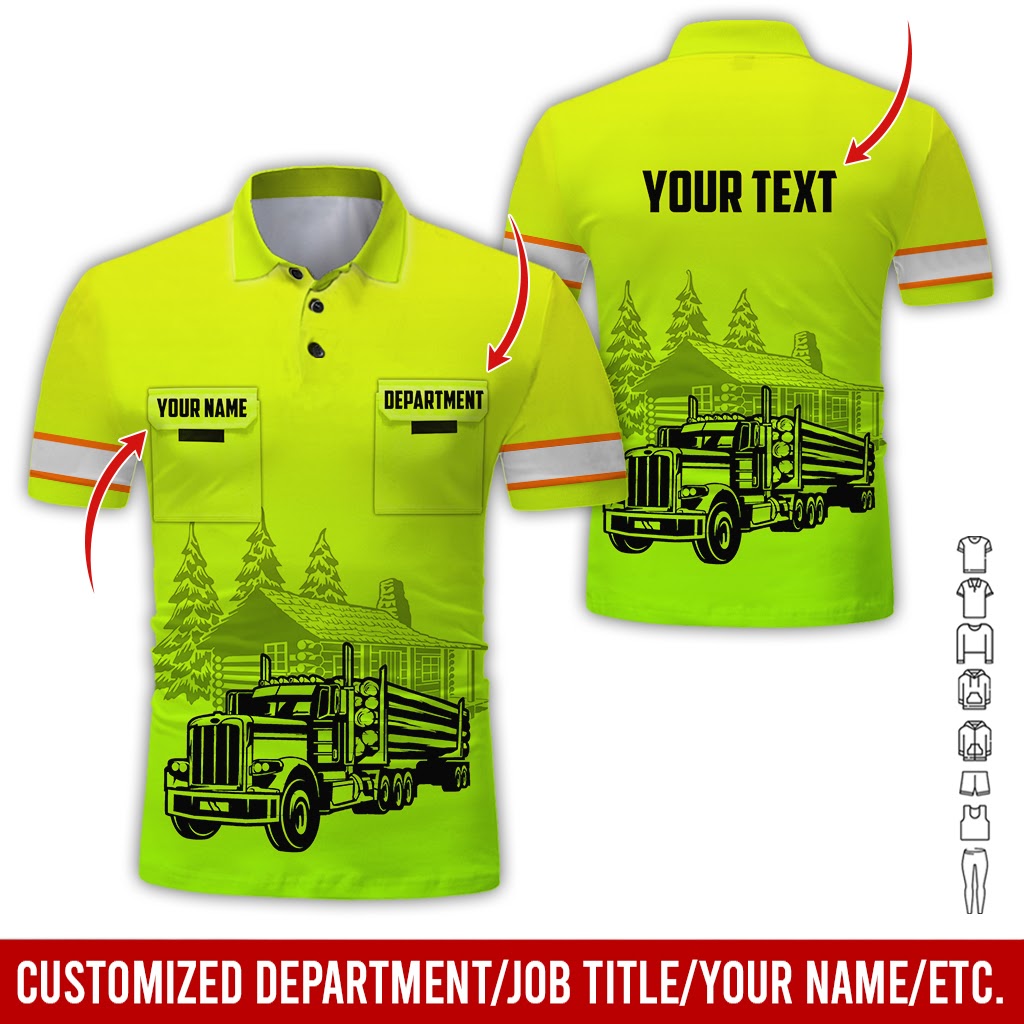 Customized Name Logging Truck Shirt, Personalized Workwear, 3D Printed Pocket