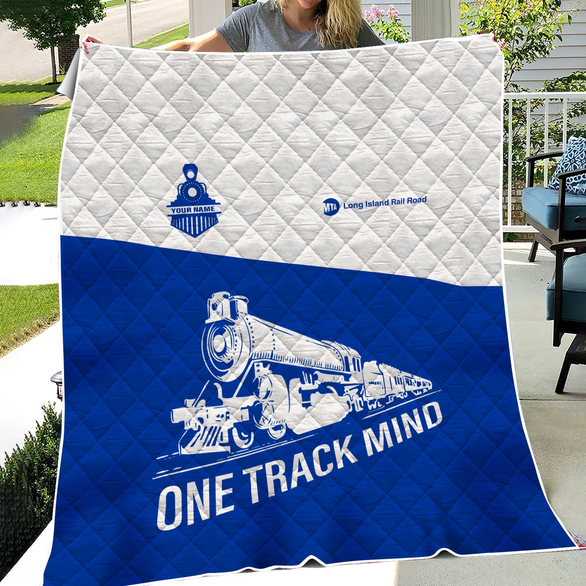 Railspirit Personalized Long Island Railroad Premium Quilt One Track Mind Train Premium Quilt Gift Idea For Train Lover