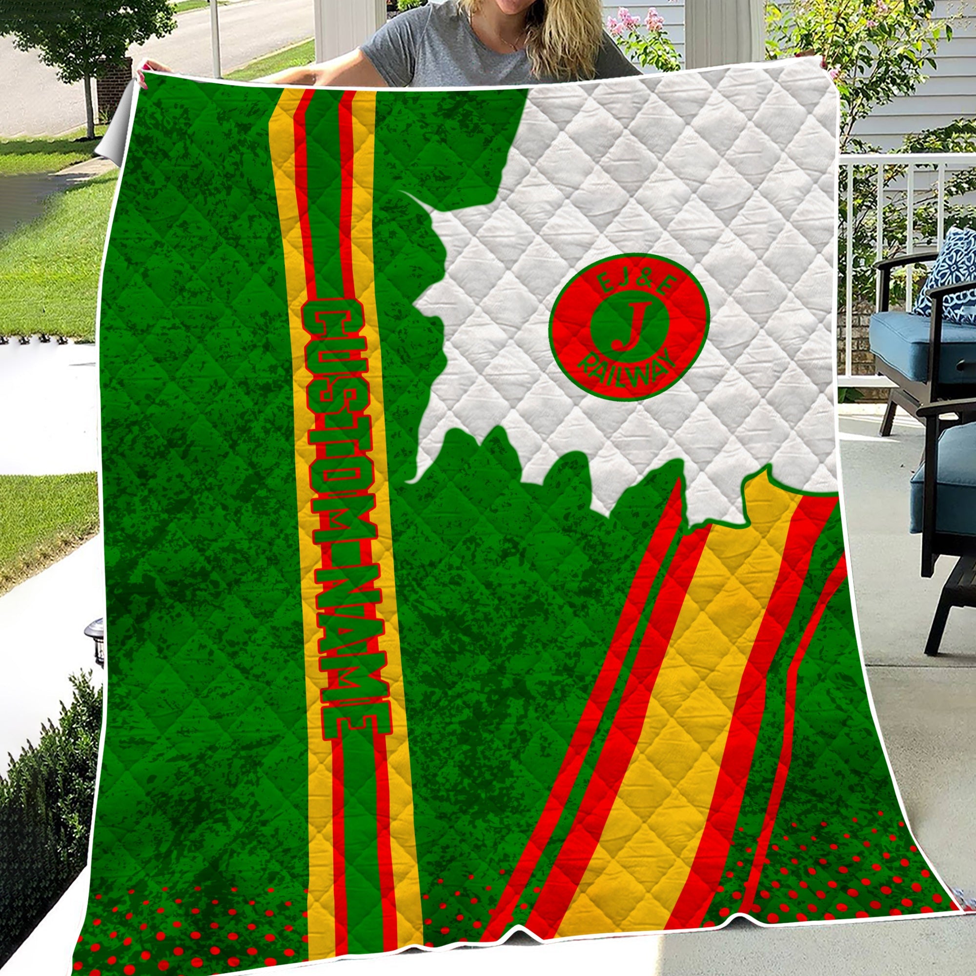 Railspirit Personalized Elgin Joliet And Eastern Railroad Premium Quilts Vintage All Over Printed Premium Quilts