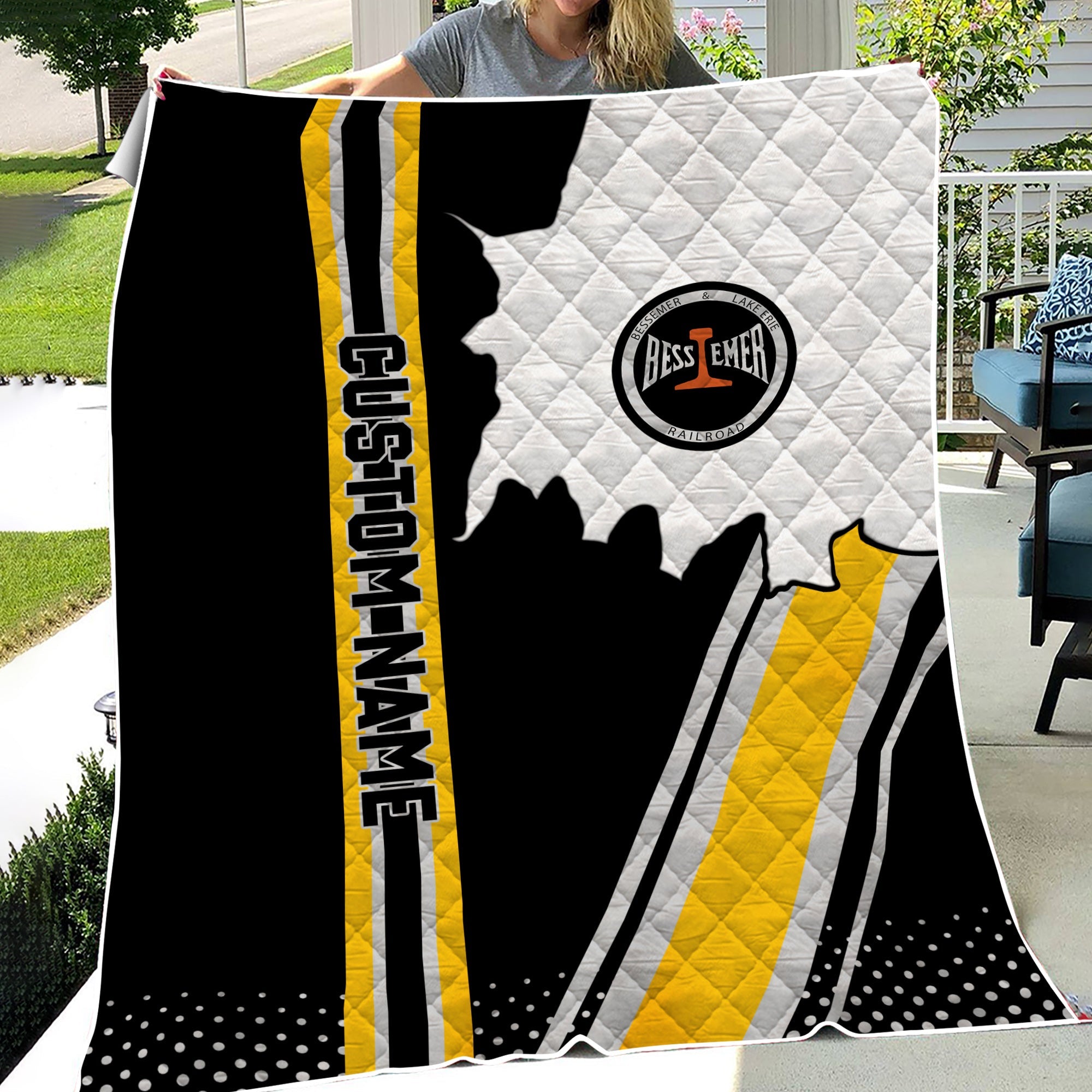 Railspirit Personalized Bessemer And Lake Erie Railroad Premium Quilts Vintage All Over Printed Premium Quilts