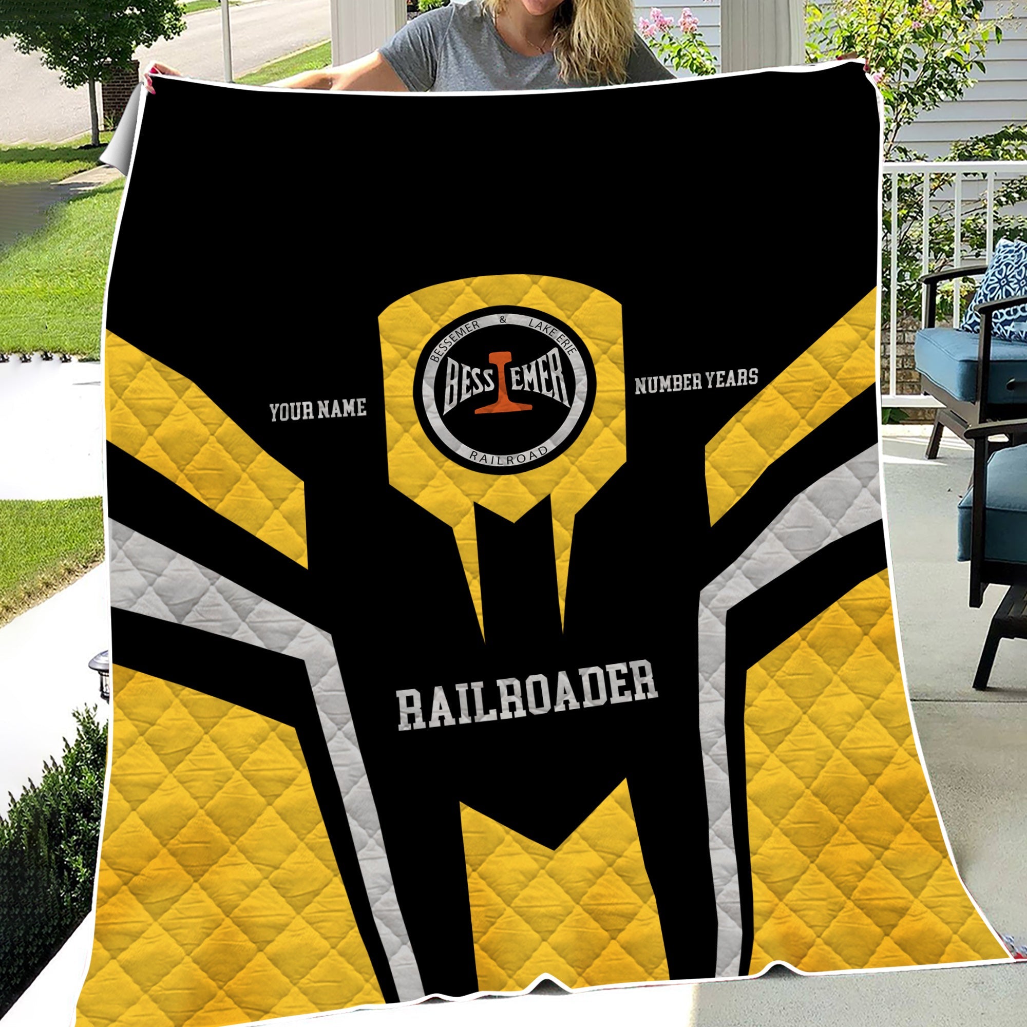 Railspirit Personalized Bessemer And Lake Erie Railroad Premium Quilts Custom Year Railroader Gift Idea For Train Lover