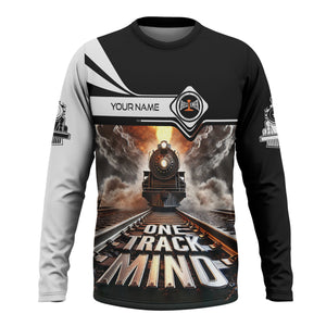 Railspirit Personalized Bessemer And Lake Erie Railroad Long Sleeve Shirt One Track Mind Train Printed Shirt