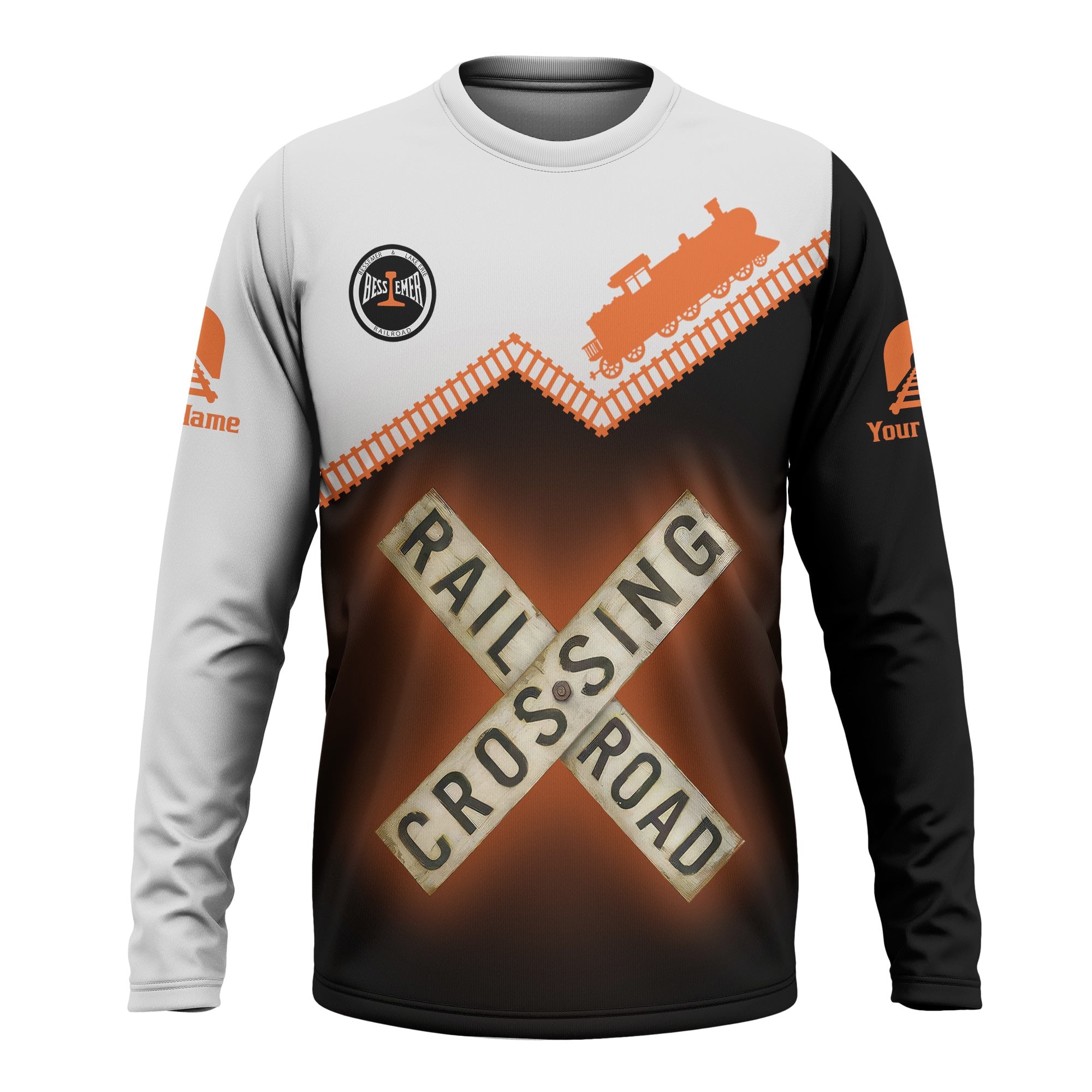 Railspirit Personalized Bessemer And Lake Erie Railroad Long Sleeve Shirt Railroad Crossing Printed Train Track Shirt