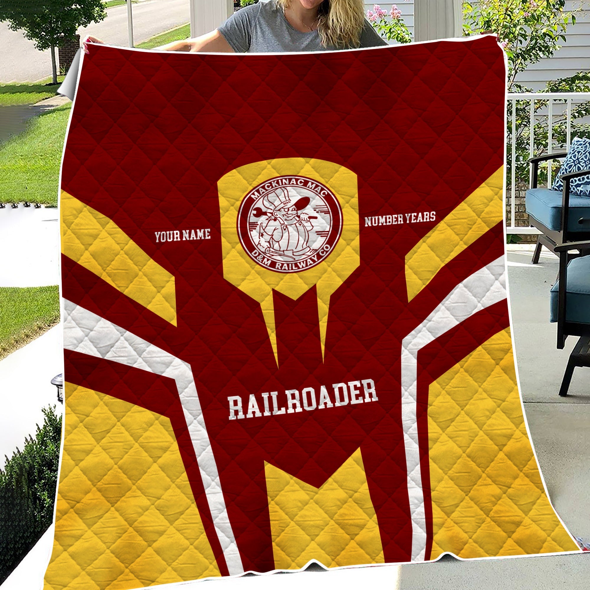 Railspirit Personalized Detroit & Mackinac Railroad Premium Quilts Custom Year Railroader Gift Idea For Train Lover