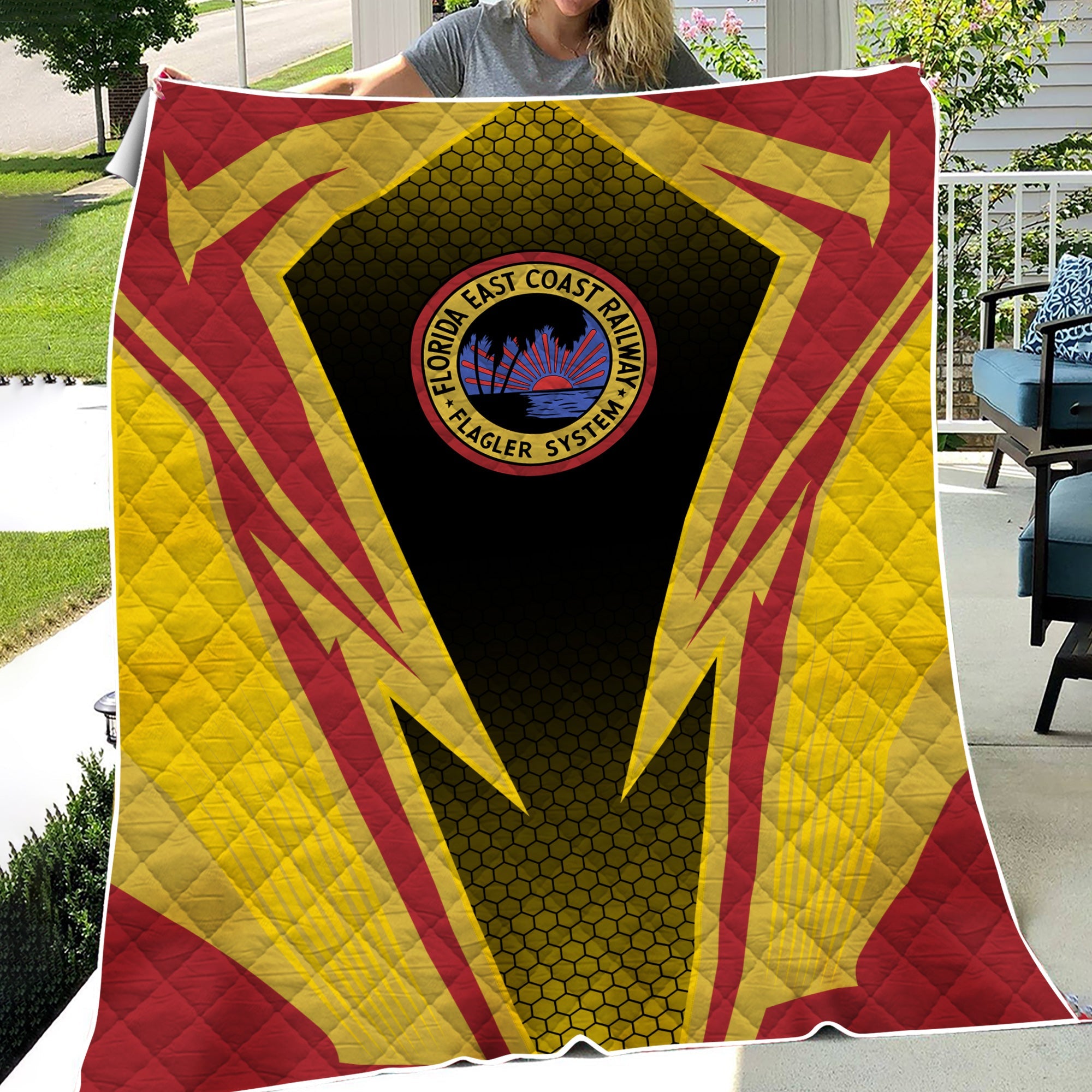 Railspirit Florida East Coast Railway Premium Quilts Lightning Graphic Style Premium Quilts Gift Idea For Train Lover