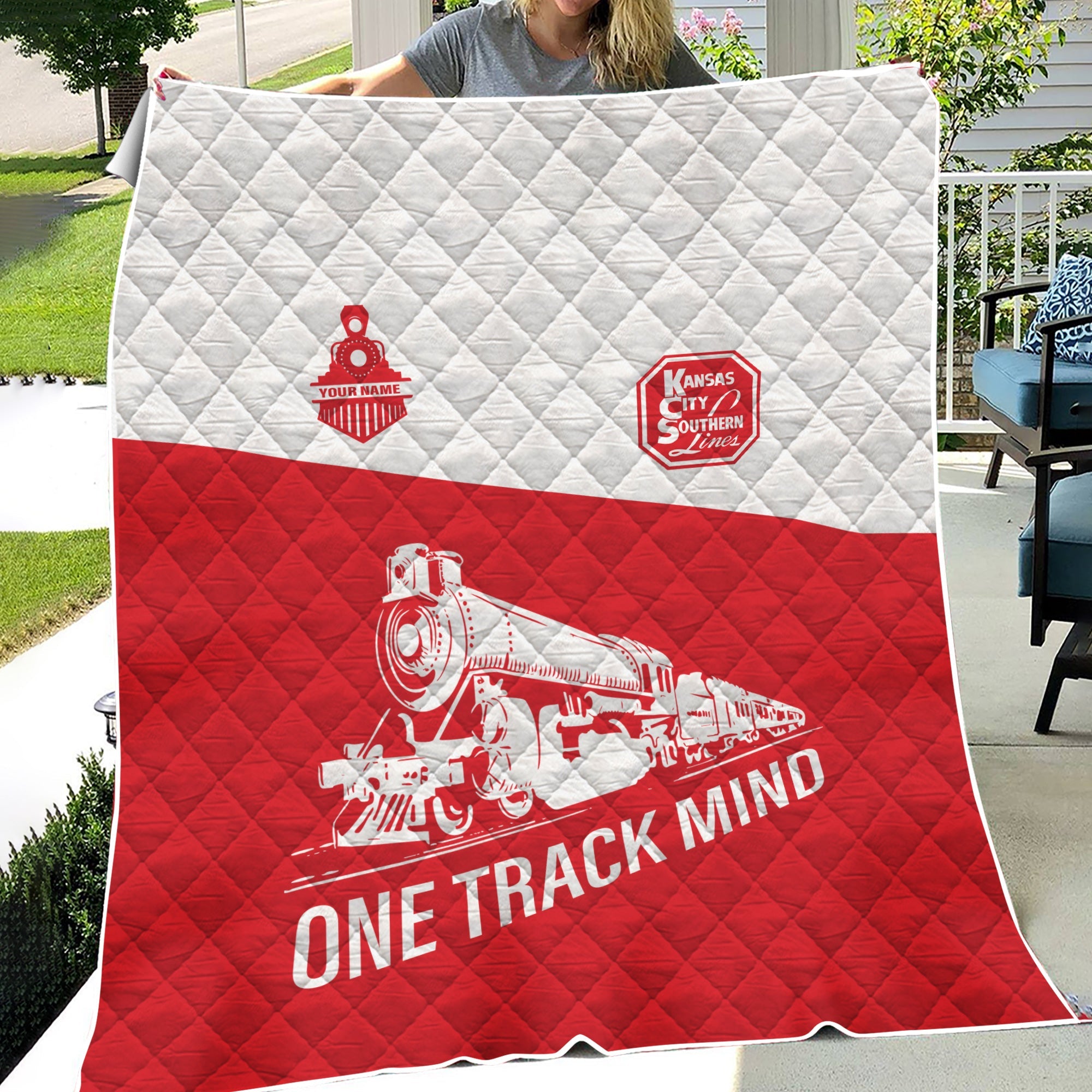Railspirit Personalized Kansas City Southern Premium Quilt One Track Mind Train Premium Quilt Gift Idea For Train Lover