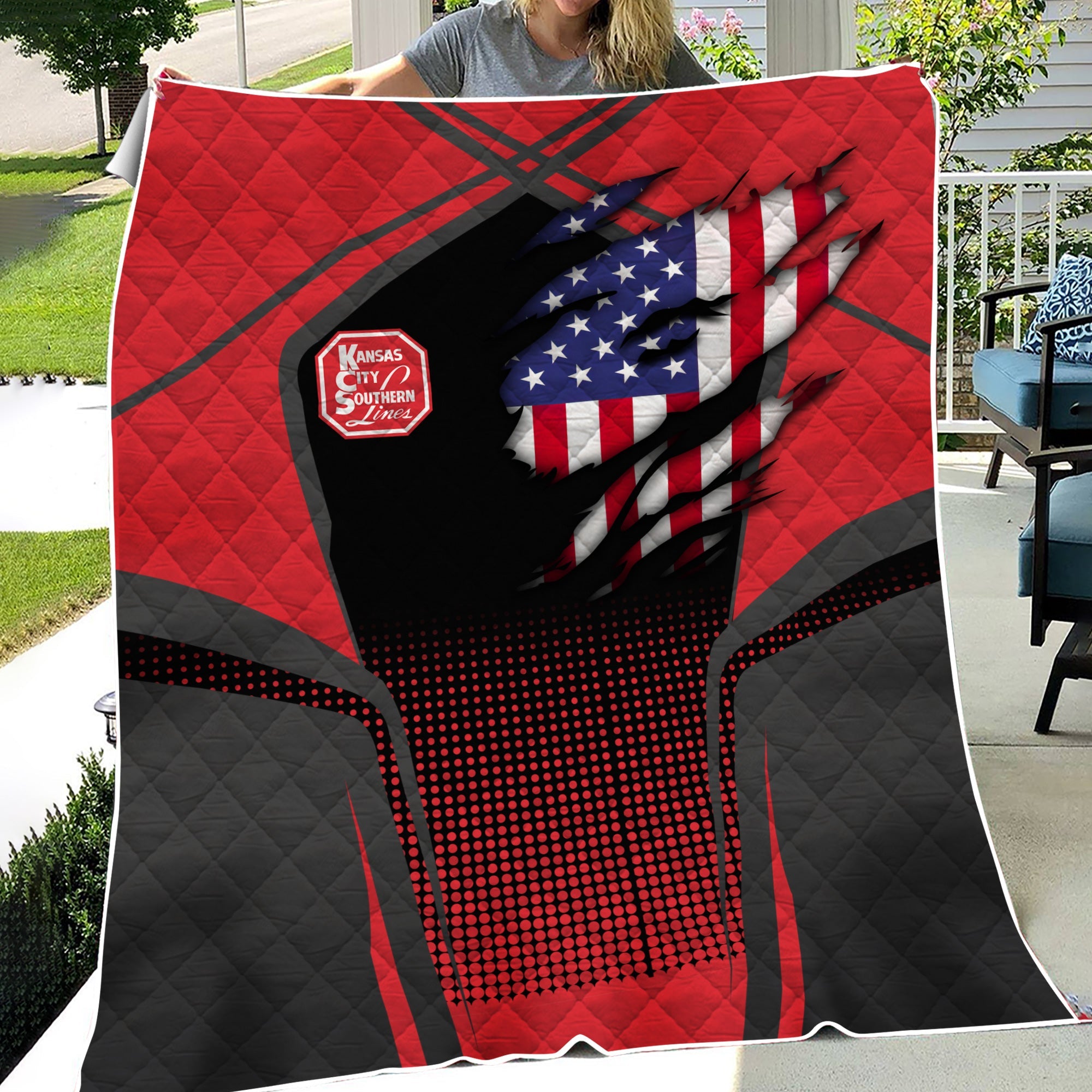 Railspirit Personalized Kansas City Southern Premium Quilts American Vintage All Over Printed Premium Quilts