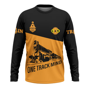 Railspirit Custom Name Genesee & Wyoming Inc. Railroad Long Sleeve Shirt One Track Mind Printed Shirt