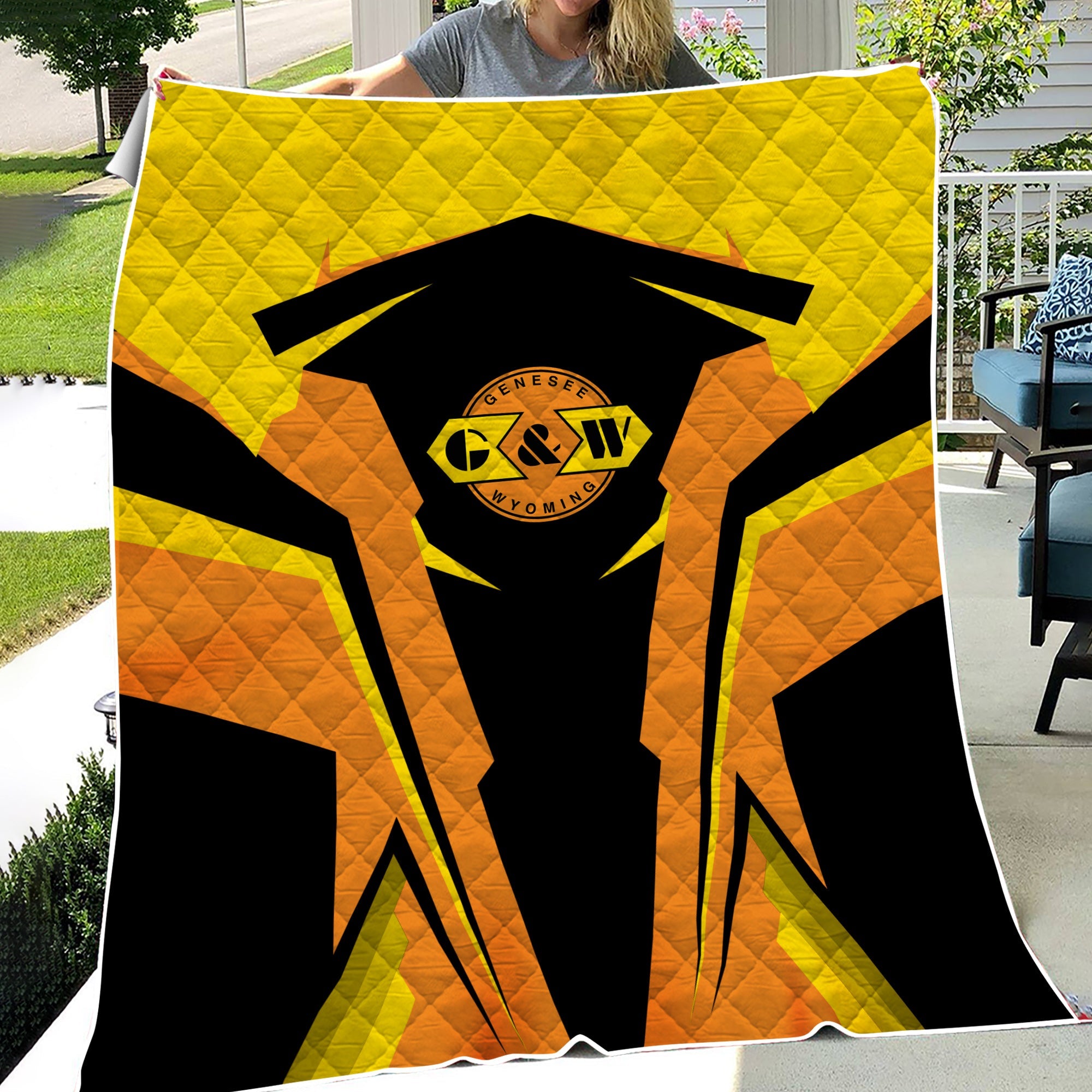 Railspirit Personalized Genesee & Wyoming Inc. Railroad Premium Quilts Strong Line Train Premium Quilts Gift Idea For Train Lover