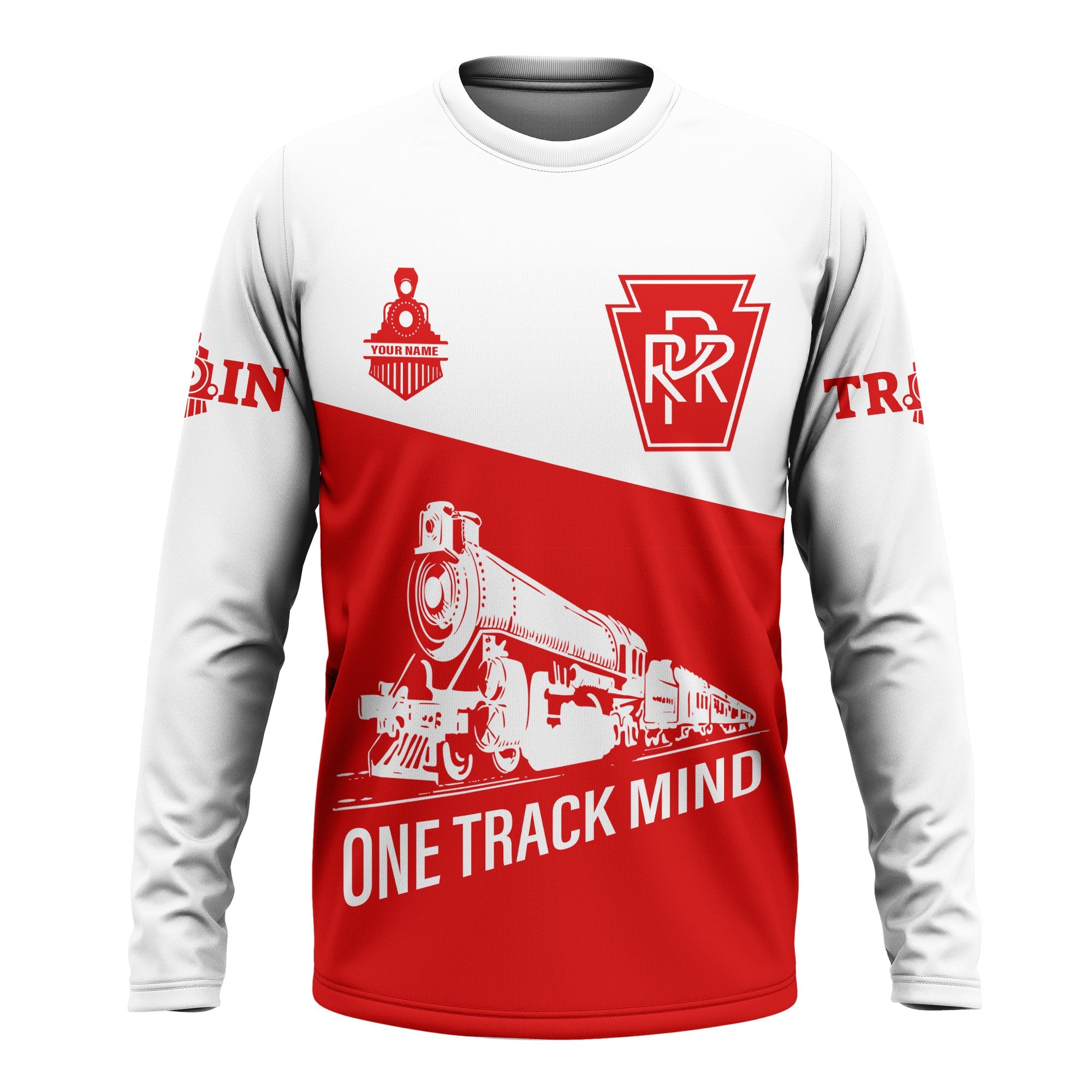 Railspirit Custom Name Pennsylvania Railroad Long Sleeve Shirt One Track Mind Printed Shirt