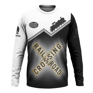 Railspirit Personalized New York Central Railroad Long Sleeve Shirt Railroad Crossing Printed Train Track Shirt
