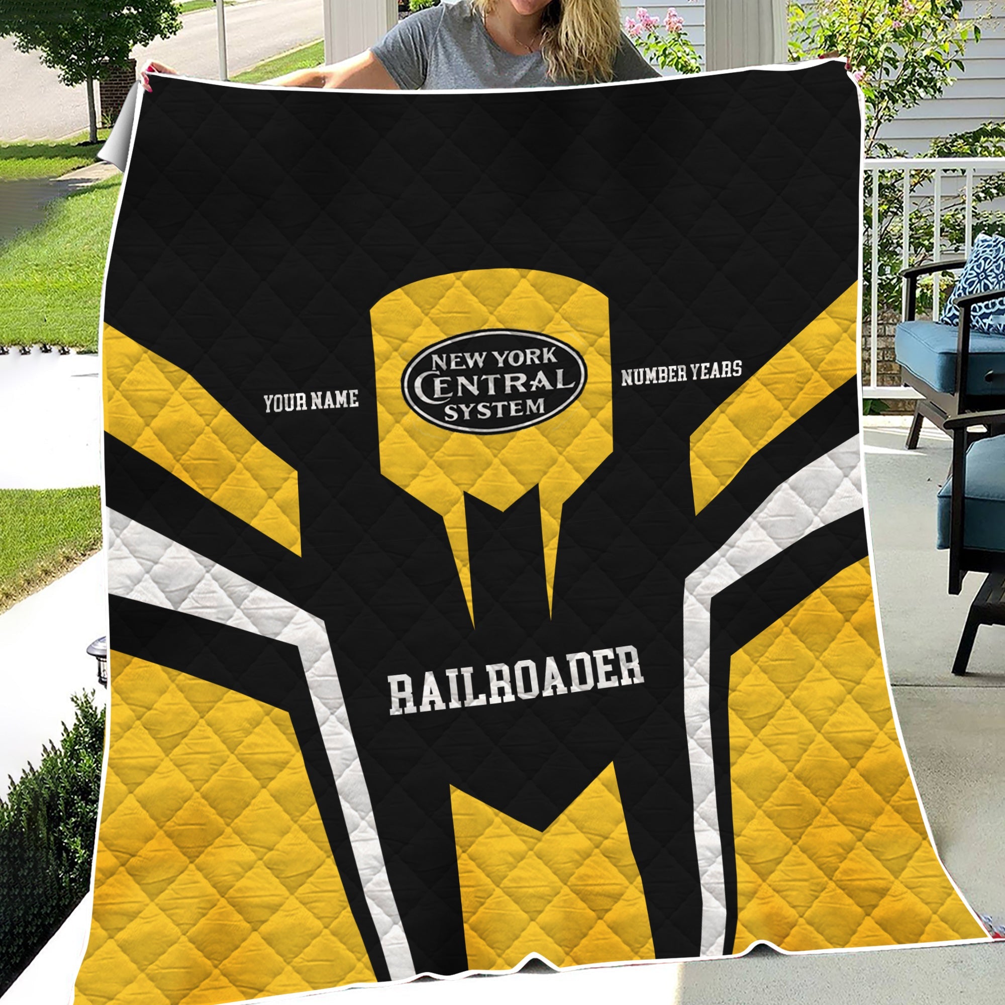 Railspirit Personalized New York Central Railroad Premium Quilts Custom Year Railroader Gift Idea For Train Lover