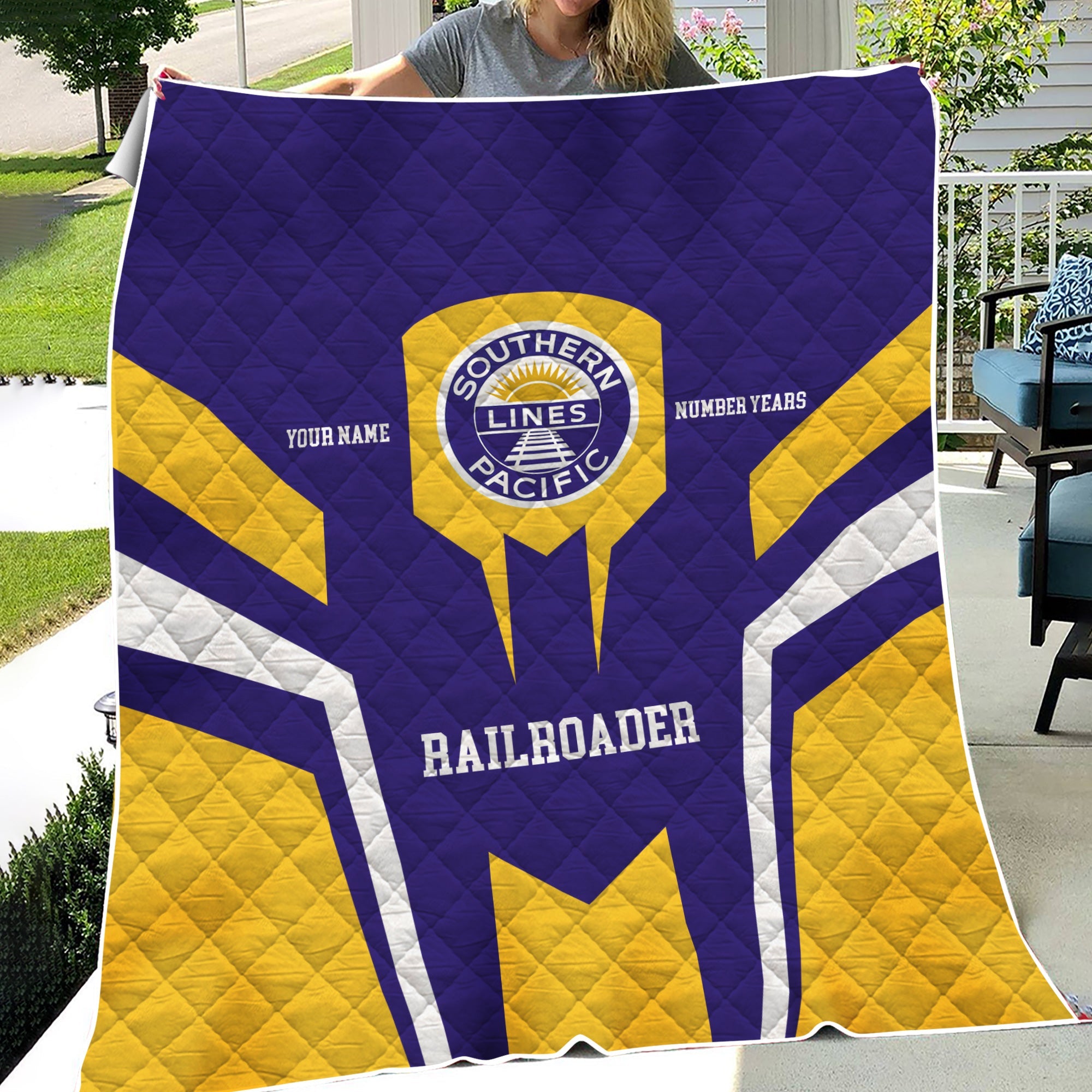 Railspirit Personalized Southern Pacific Railroad Premium Quilts Custom Year Railroader Gift Idea For Train Lover