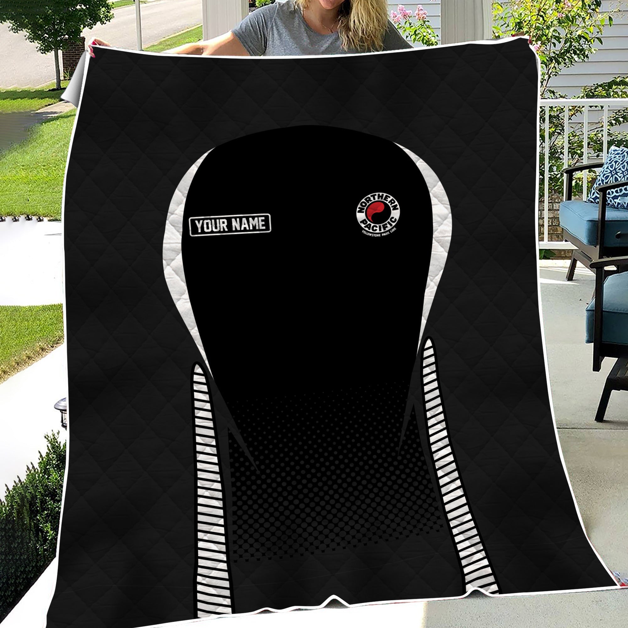 Railspirit Personalized Northern Pacific Railway Premium Quilts Train Premium Quilts Gift Idea For Train Lover
