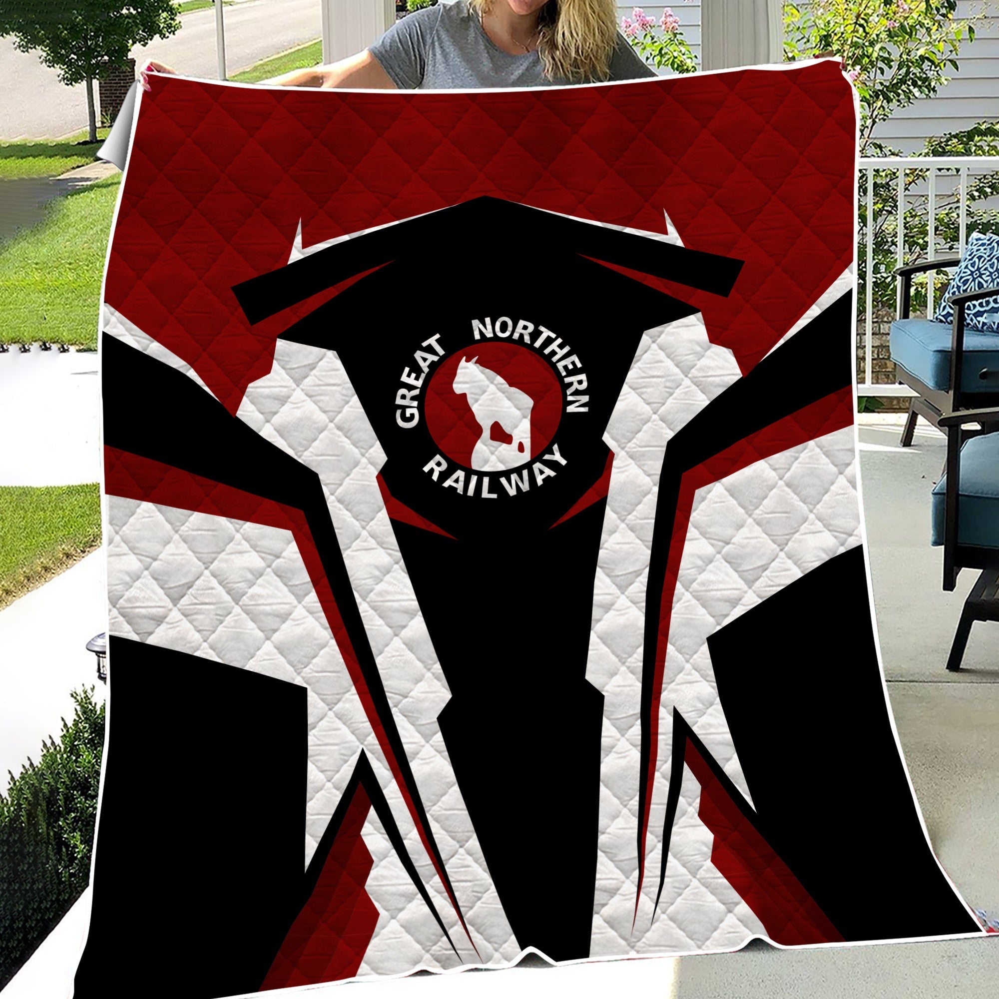 Railspirit Personalized Great Northern Railway Premium Quilts GNR Strong Line Train Premium Quilts Gift Idea For Train Lover