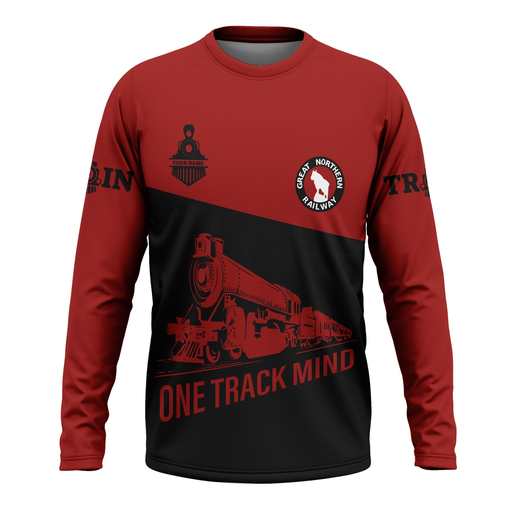 Railspirit Custom Name Great Northern Railway Long Sleeve Shirt One Track Mind GNR Printed Shirt