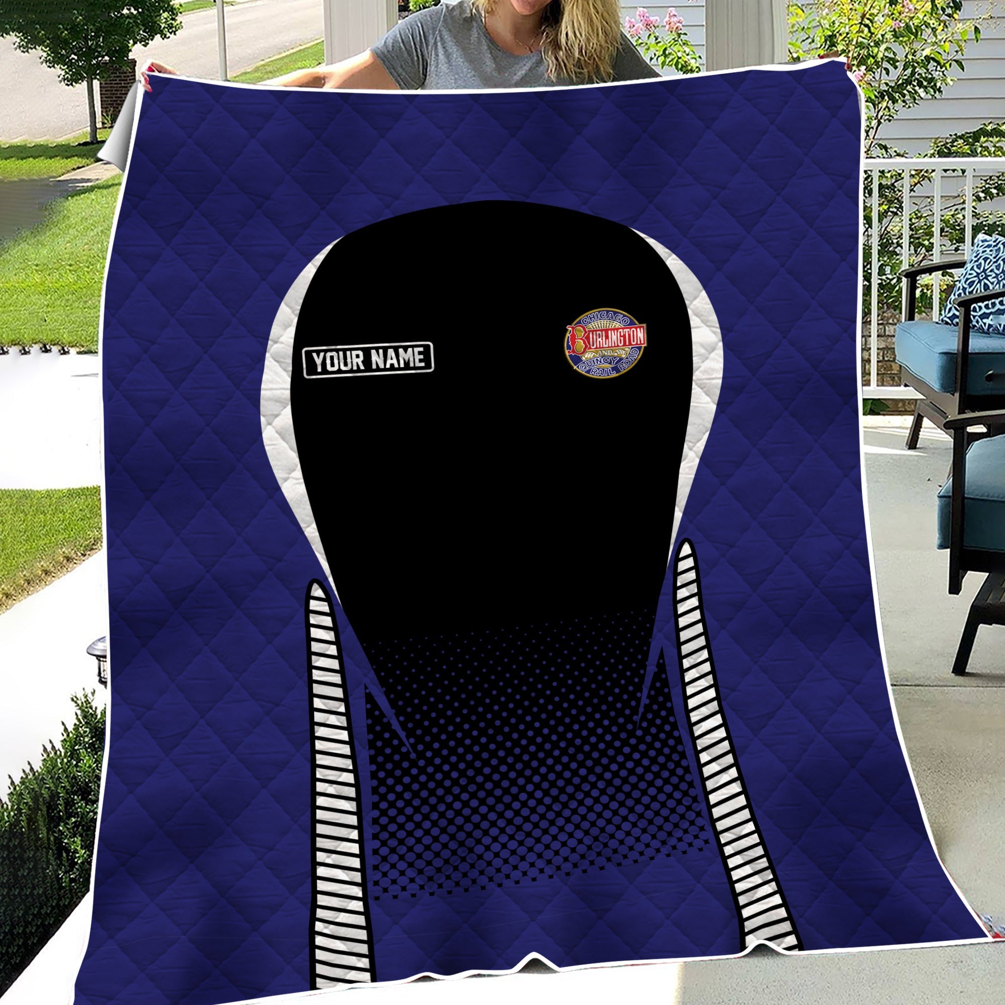 Railspirit Personalized Chicago, Burlington and Quincy Railroad Premium Quilts Train Premium Quilts Gift Idea For Train Lover