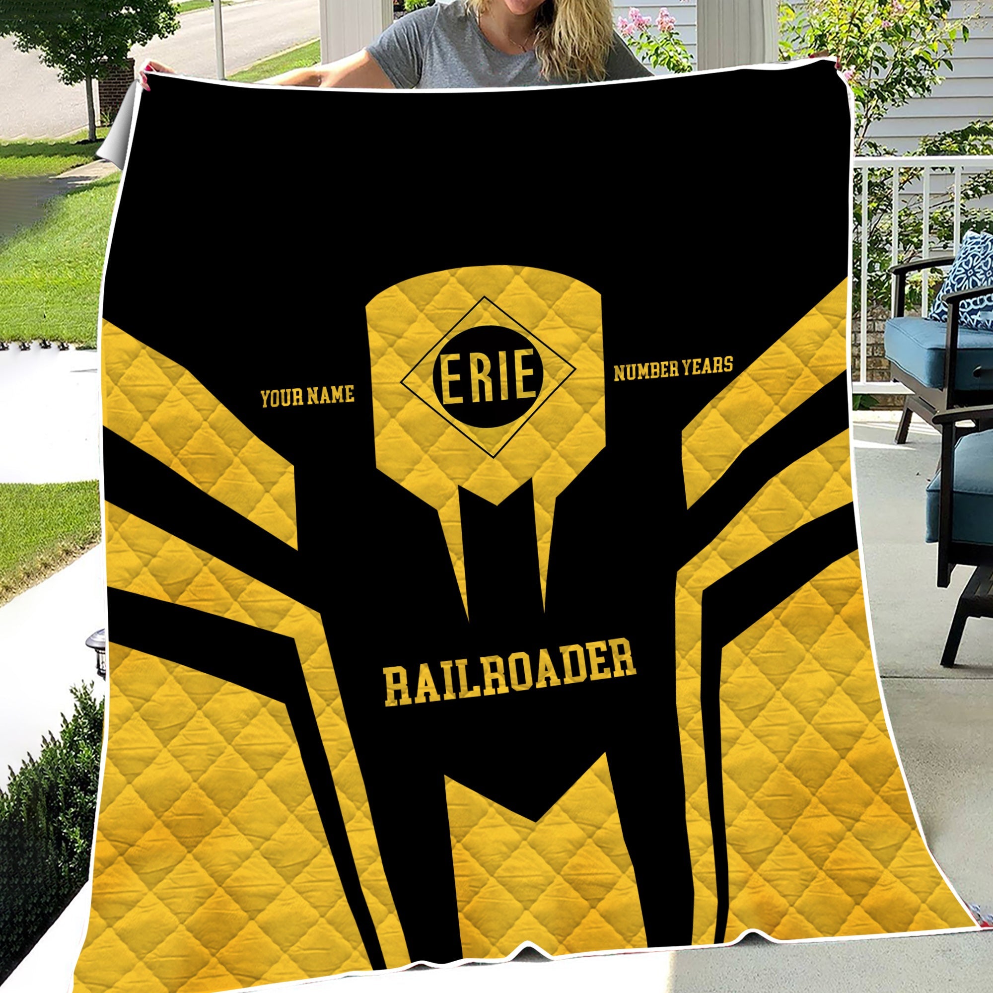 Railspirit Personalized Erie Railroad Premium Quilts Custom Year Railroader Gift Idea For Train Lover