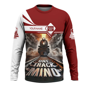 Railspirit Personalized Delaware, Lackawanna and Western Railroad Long Sleeve Shirt One Track Mind DL&W Train Printed Shirt