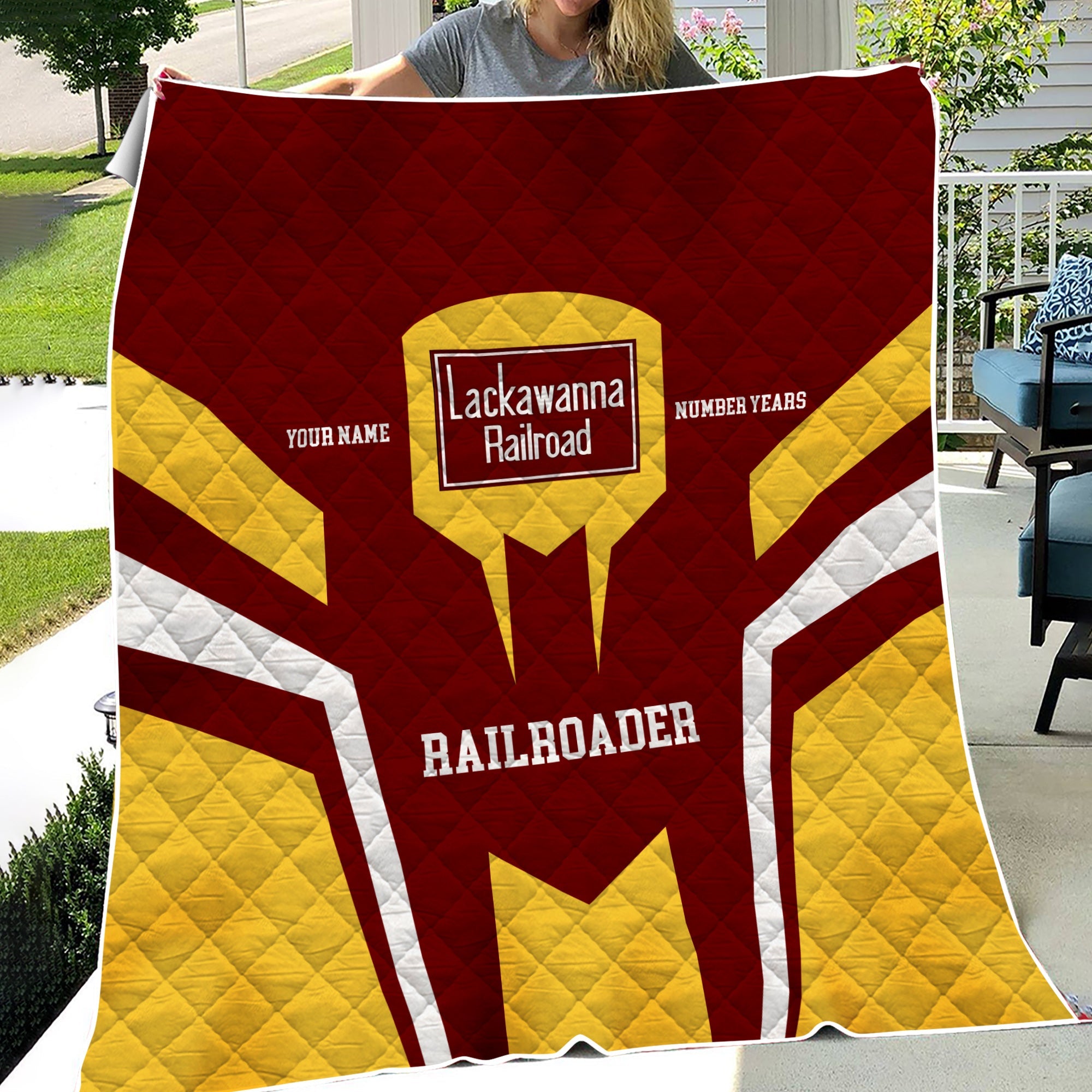 Railspirit Personalized Delaware, Lackawanna and Western Railroad Premium Quilts Custom Year Railroader DL&W Gift Idea For Train Lover