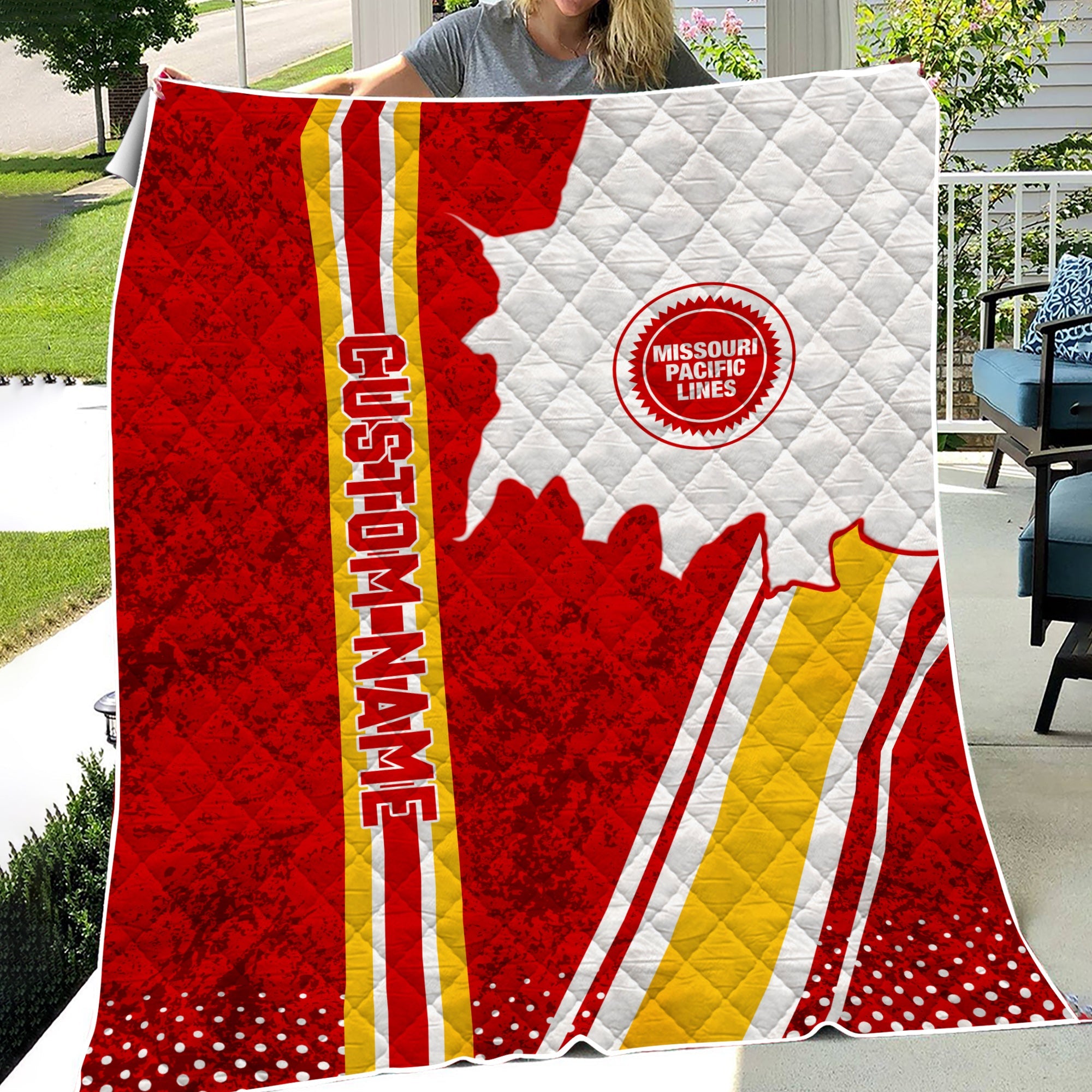 Railspirit Personalized Missouri Pacific Railroad Premium Quilts Vintage All Over Printed Premium Quilts
