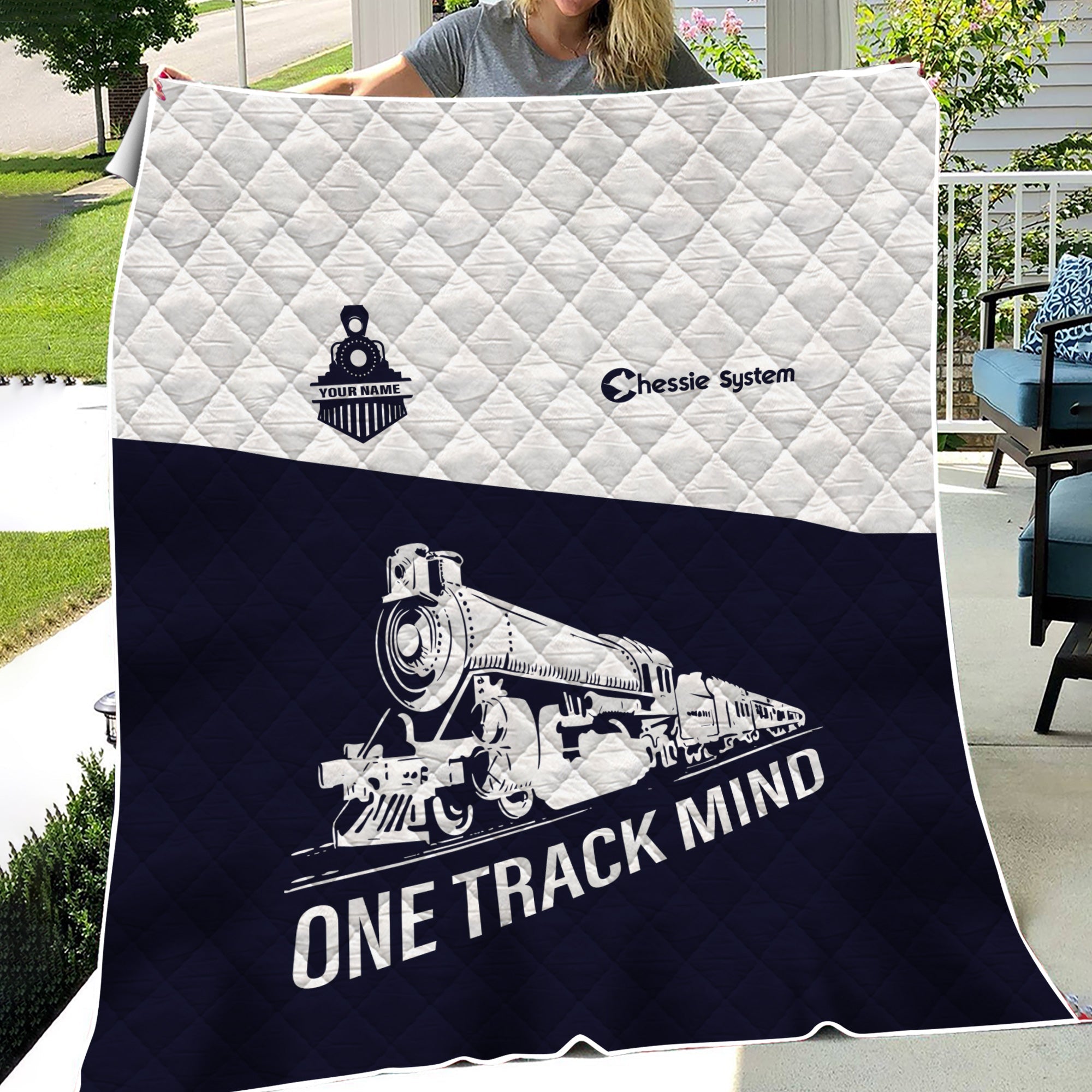 Railspirit Personalized Chessie System Railroad Premium Quilt One Track Mind Train Premium Quilt Gift Idea For Train Lover
