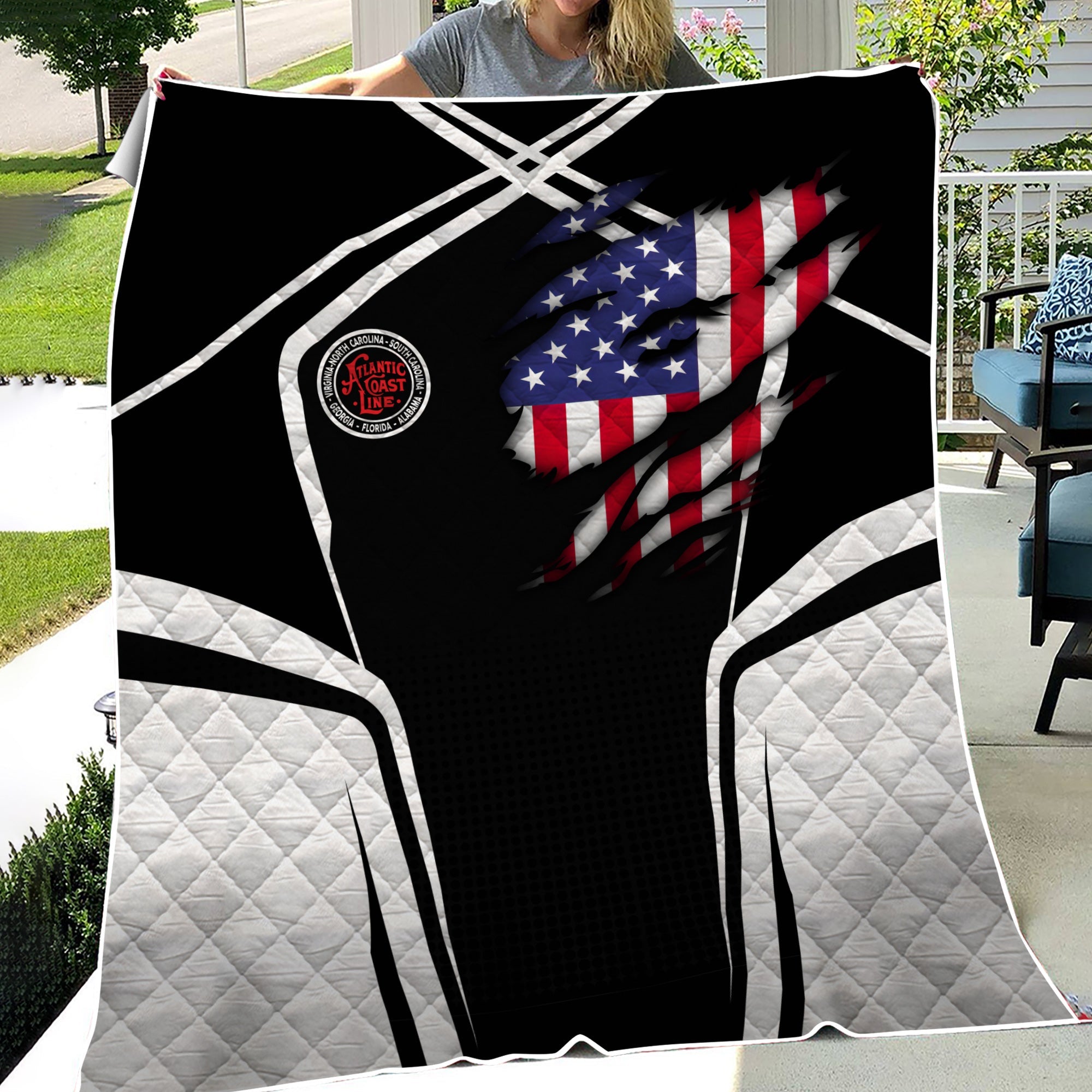 Railspirit Personalized Atlantic Coast Line Railroad Premium Quilts American Vintage All Over Printed Premium Quilts