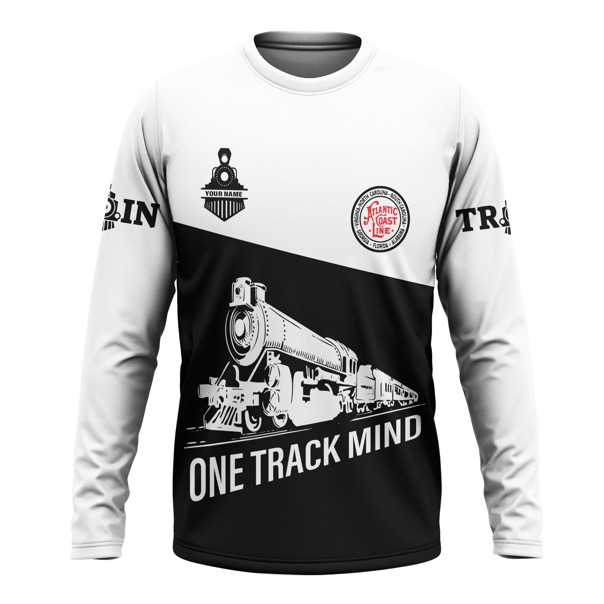Railspirit Custom Name Atlantic Coast Line Railroad Long Sleeve Shirt One Track Mind Printed Shirt